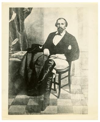 Brigadier General John Hunt Morgan C.S.A.; Morgan in civilian dress, reproduction of an illustration