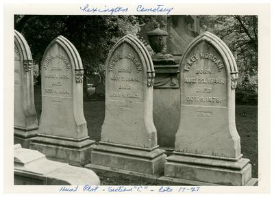 John Hunt Morgan, Thomas Hunt Morgan (1844-1863), and Francis Key Morgan (1845-1878) gravestones in the Lexington Cemetery