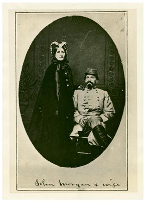 John Hunt Morgan and Martha                              Mattie Ready (1840-1888), his second wife, reproduction of an oval-cropped version of #42 and #43