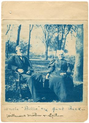 William Harvey Edwards (1838-1905) with Rebecca Henry Edwards (1836-1910), handwritten on front in pen                              Uncle 