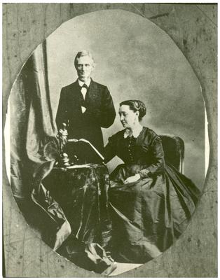 Jefferson Davis (1808-1889); President of Confederate States of America with wife Varina Davis (Mrs. Jefferson Davis) (1826-1906); First Lady of the Confederate States of America; reproduction of a portrait