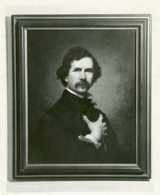 George Peter Alexander Healy (1808-1894), American portrait and historical painter; handwritten on back in pencil                              Self Portrait by / Healy - / Gift to Mr. John Wesley Hunt / given by Henrietta Hunt Henning / to the J. B. Speed Museum reproduction of a painted portrait