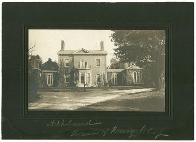 Ashland, home of Henry Clay (1777-1852); front exterior; handwritten on front                              Ashland / Home of Henry Clay