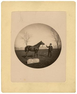 Unidentified man with horse, sign states                              Ed Mack / P.A. Brady; removed from pg. 2 of album