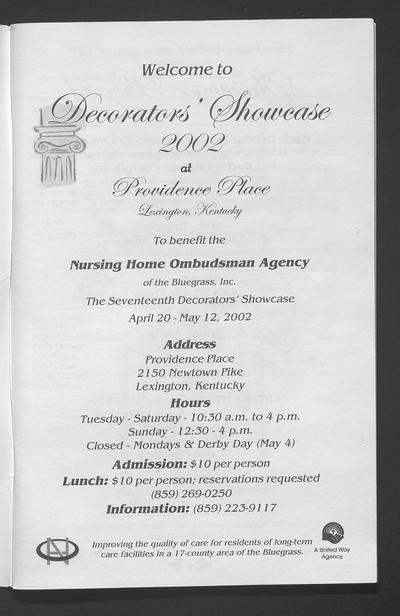 Decorator's Showcase, Lexington, KY, program