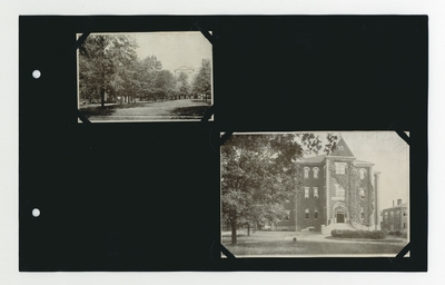 (2) photographic prints: Trees on lawn in front of Administration Building; Natural Science Building