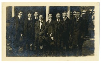 Group of young men - labelled with names on back