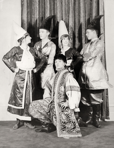 Group present at a Russian Festival in New York: (Left to right) Miss G.M.Hacksher, J.T. Aubbard. Miss Mildred G. Rice, K. Onativia and Trumbull Thomas