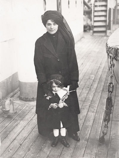Wife and child of French Reservists, returning after his death in the Argonne