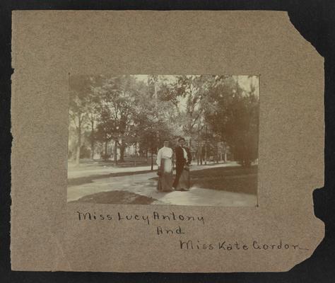 Handwritten title on album page: Miss Lucy Anthony and Miss Kate Gordon