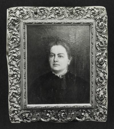 Copy photograph of painted portrait of Laura Clay