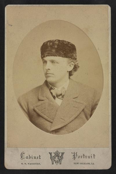 Unknown man with a fur hat, photograph by W.W. Washburn