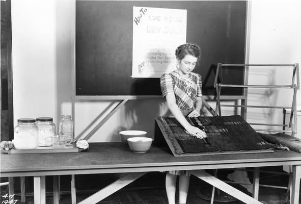 Young Woman giving a 4-H demonstration, 1947