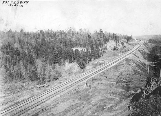 Aerial view of track, 1912