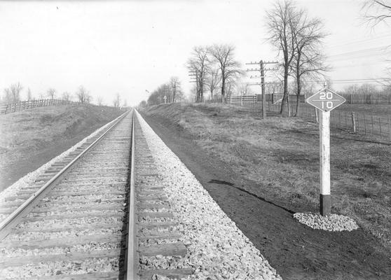 Railroad tracks with 20/10 marker