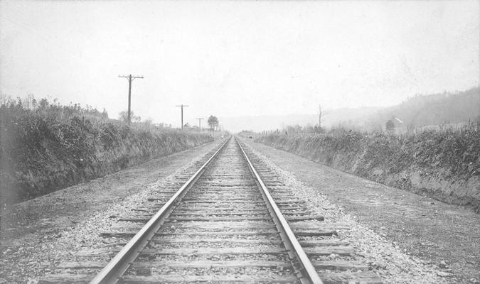 Railroad tracks and powerlines