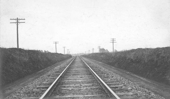 Railroad tracks and powerlines