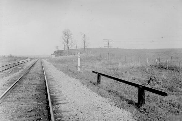 Railroad tracks with S W marker