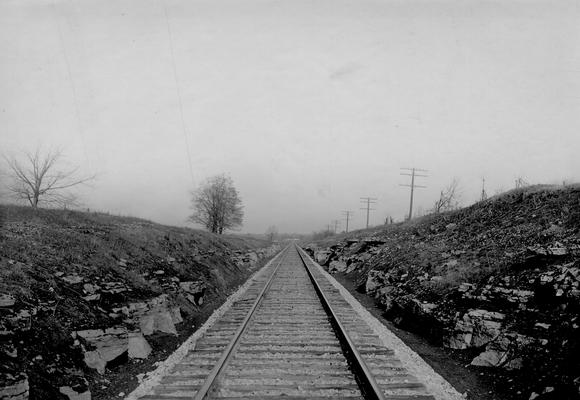 Tracks with power lines on right