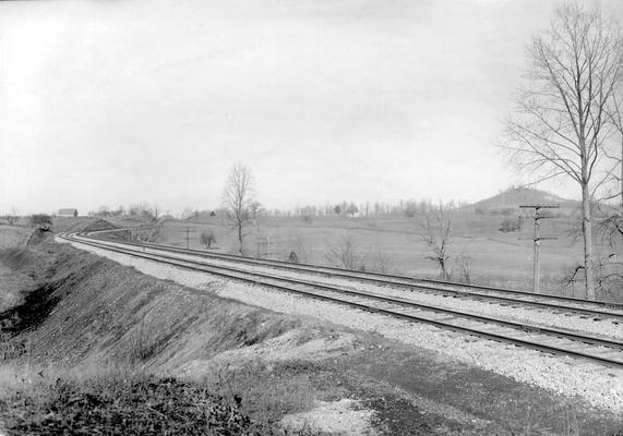 Railroad tracks passing through farmland