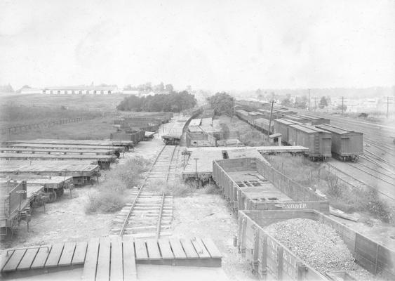 Railroad cars in rail yard