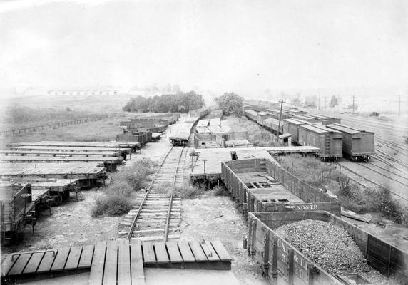 Railroad cars in rail yard