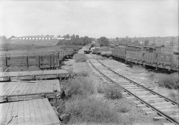 Railroad cars in rail yard