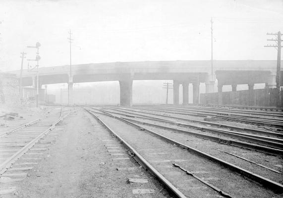 Bridge crossing railroad tracks