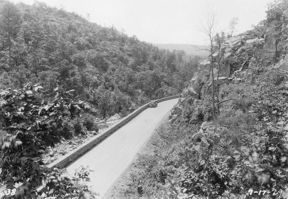 Car traveling along road