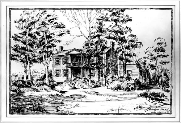 Drawing of farm house, 