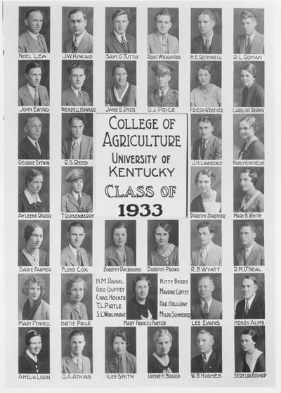 College of Agriculture, Class of 1933