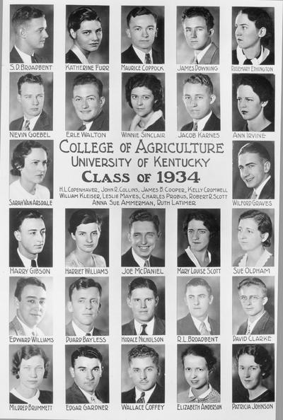 College of Agriculture, Class of 1934