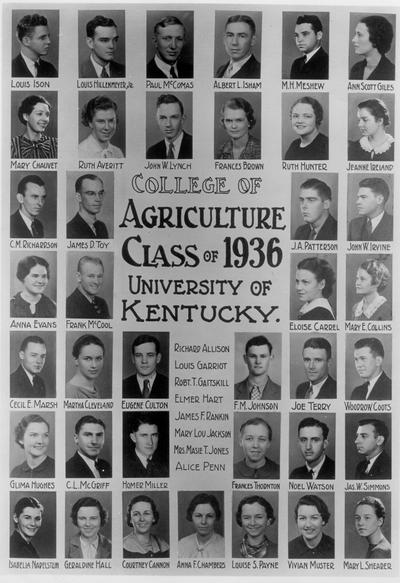 College of Agriculture, Class of 1936