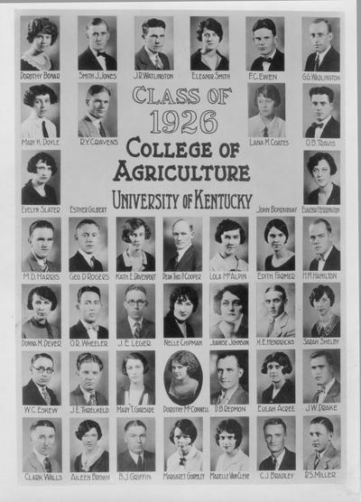 College of Agriculture, Class of 1926