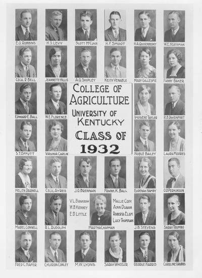 College of Agriculture, Class of 1932