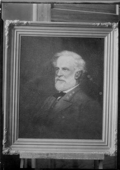 Lee, Robert E., Civil War Confederate General, framed portrait located in Special Collections and Digital Programs Portrait Collection, Margaret I. King Library