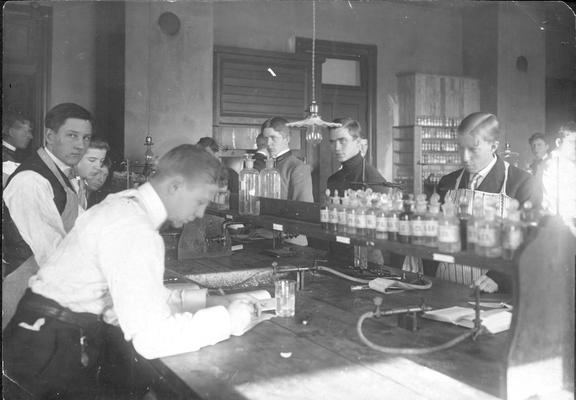 Men students working in a laboratory