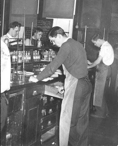 Men students working in a laboratory