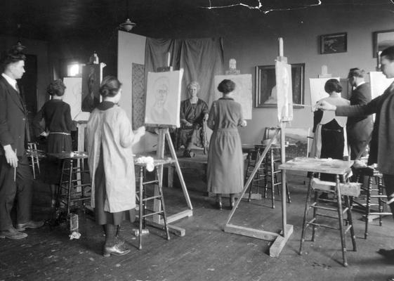 Students in art class, 1923