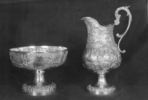 Silver bowl and pitcher