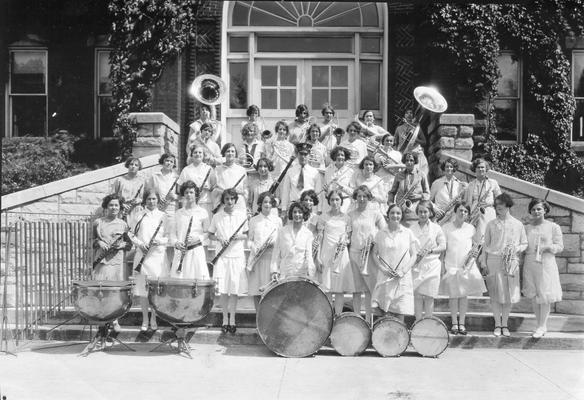 University of Kentucky Women's Band in front of Miller Hall