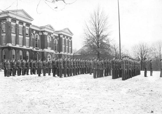 Military formation in front of Administration Building