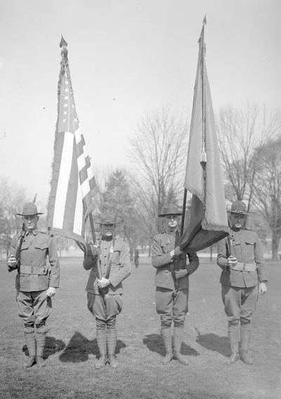Color Guard with flags and rifles