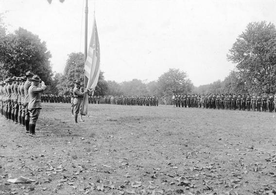 Flag salute and formation, Students Army Training Corps, October 1, 1918