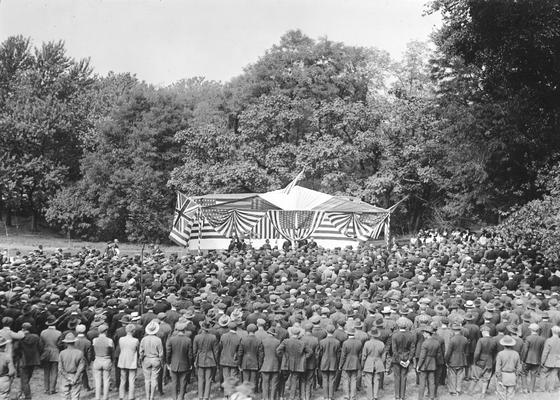 World War I, Third Camp, Representative Campbell Cantrill addressing Student Army Training Corps, October 1, 1918 Installation ceremonies