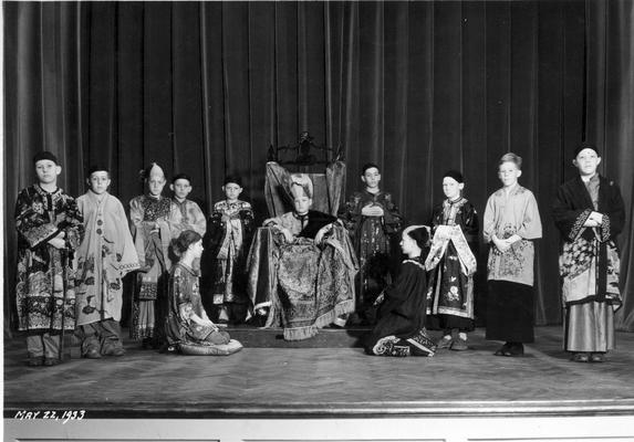 Students dressed in costumes for a play, May 22, 1933