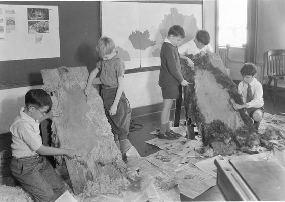 Students working with animal hides