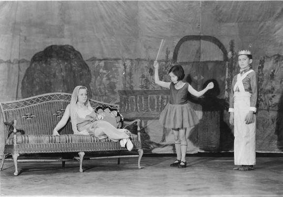 Students in costumes for a play