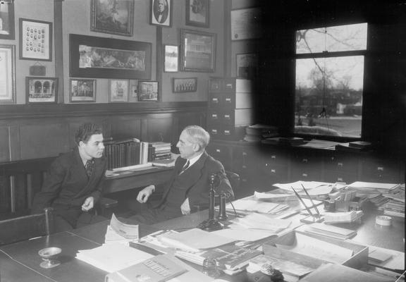 W.E. Freeman, Engineering, and a young man during a student interview