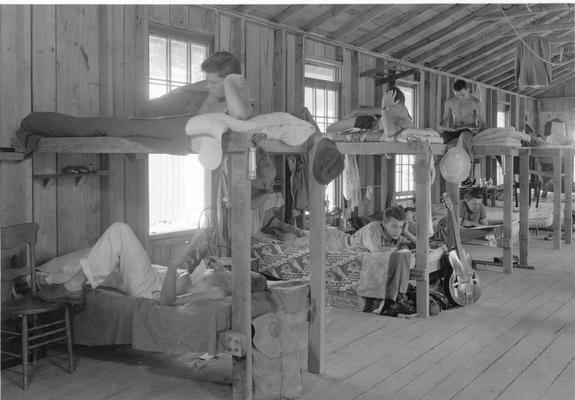 Students relaxing in the bunkhouse, duplicate